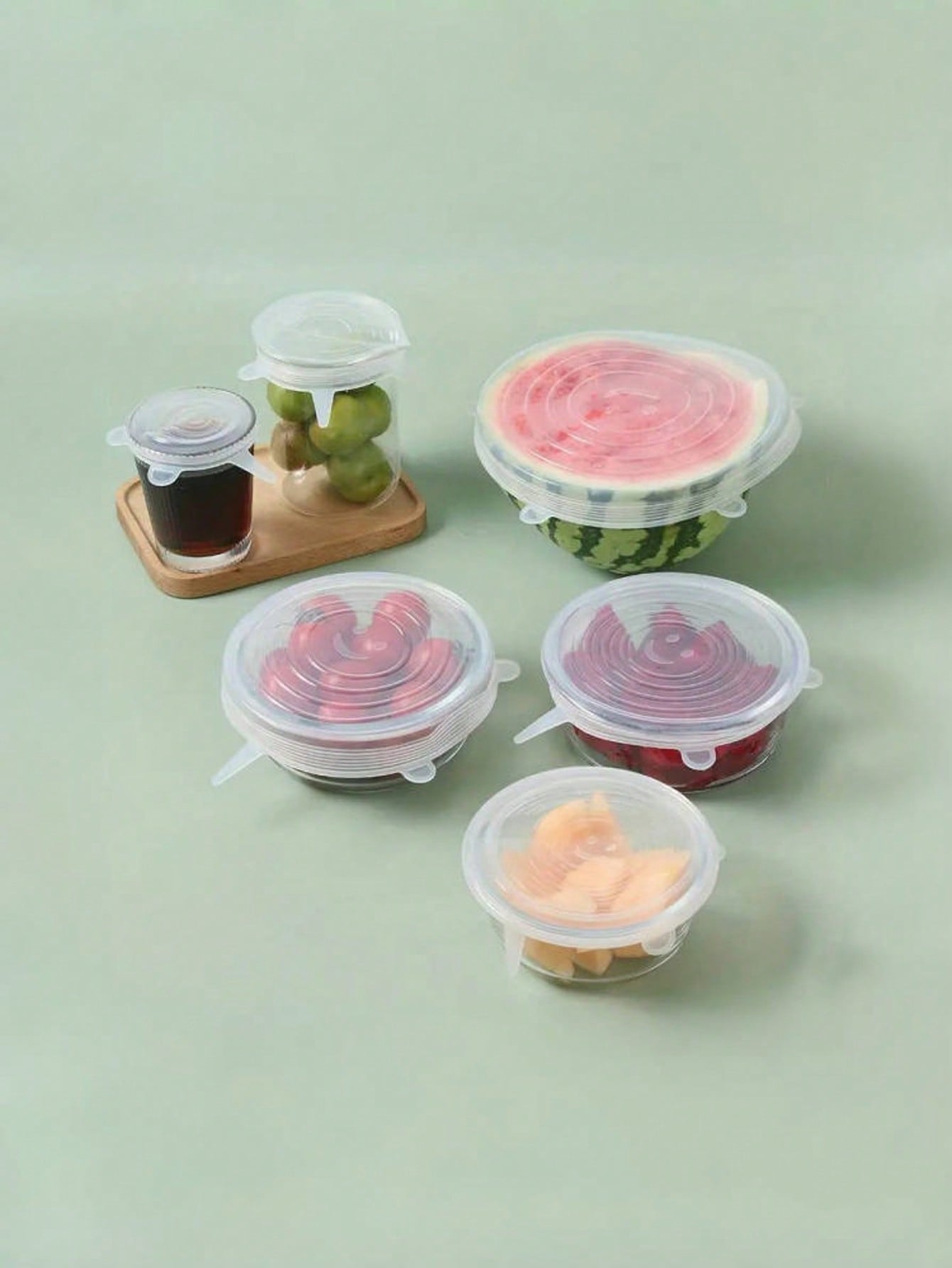 Food Storage Safe - 6pcs/Set Silicone Elastic Lids, Reusable Durable