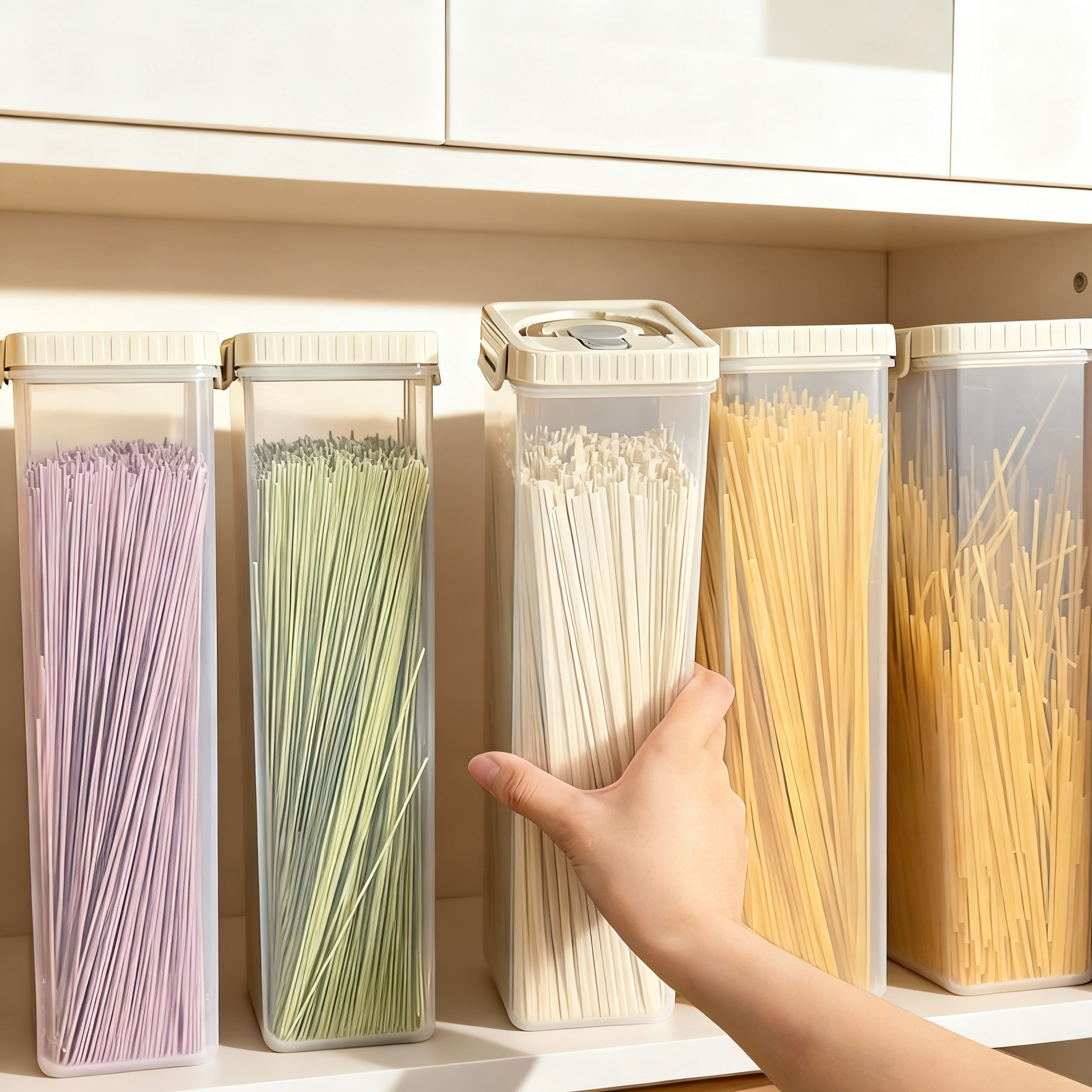 Food Storage Square Containers - Noodles Sealed Storage Box With Handle
