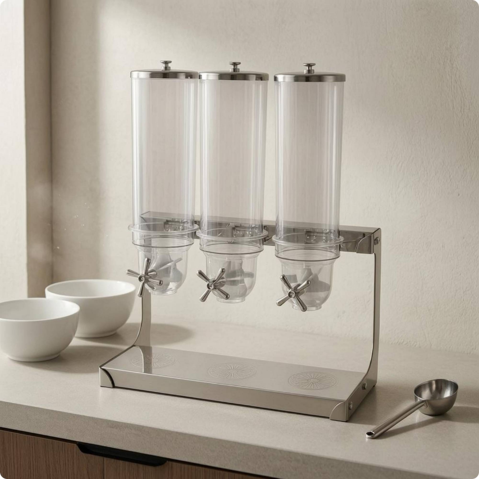 Food Storage Dispenser - Countertop Grain Dispenser Clear Hoppers Dry