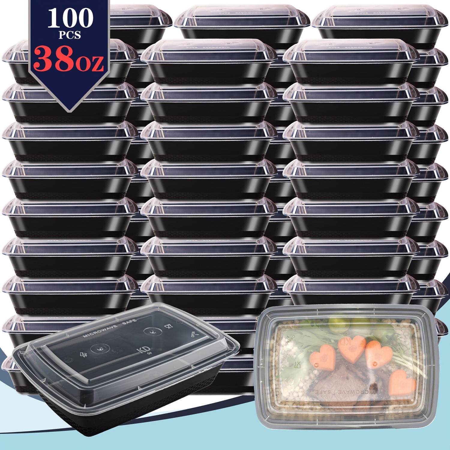 Food Storage And - usBlack 100pcs (50 Containers & 50
