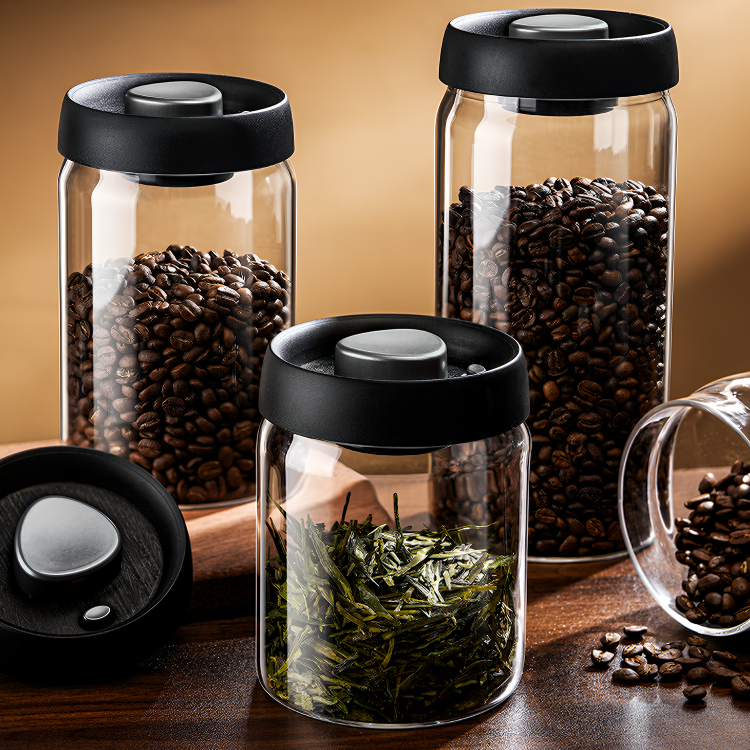 Food Storage Glass Containers - OANKR Vacuum Coffee Canister 500ml 900ml
