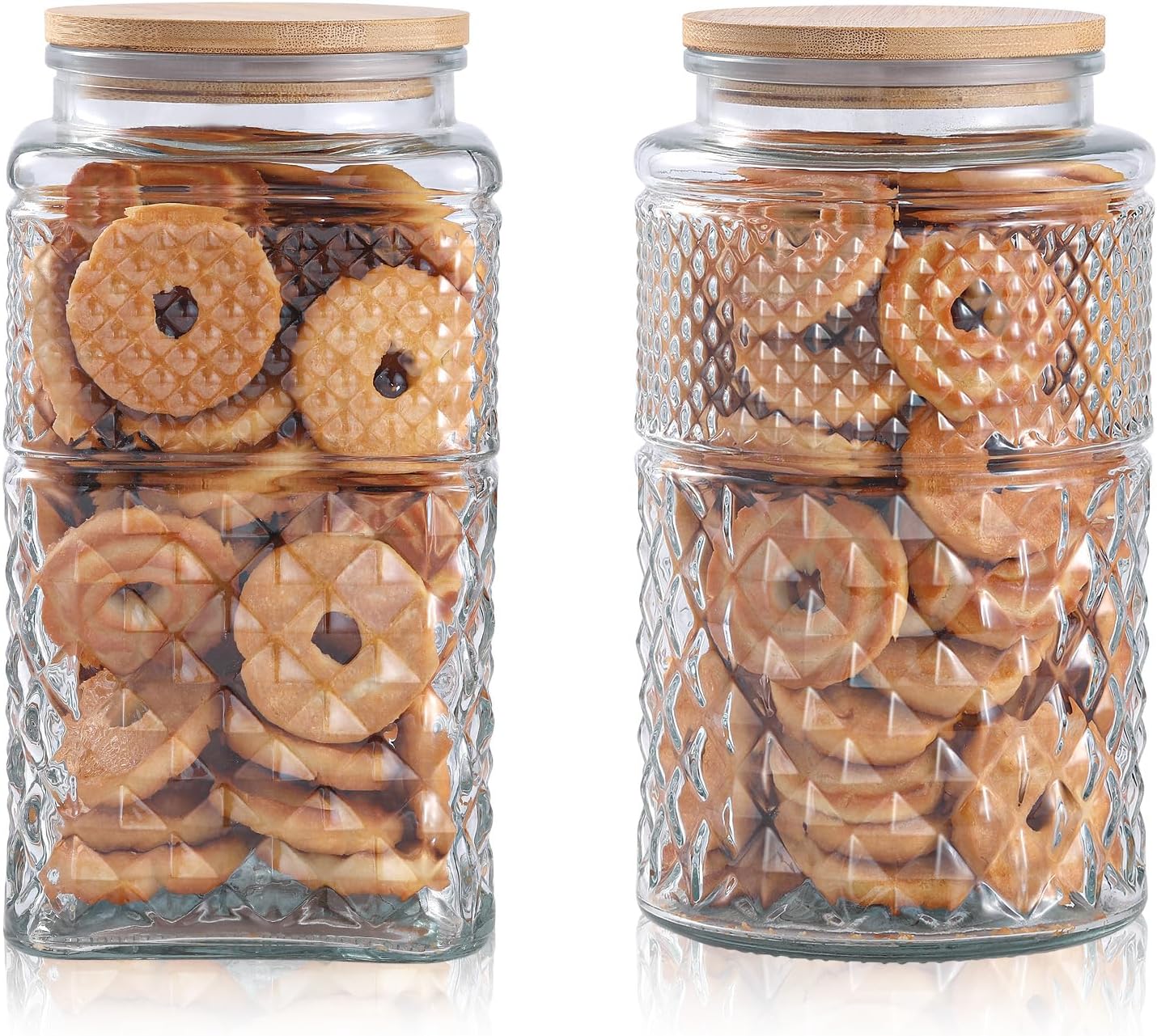 Food Storage Set Glass - 0.7Gallon/2600ml Glass Cookie Jar, Set of