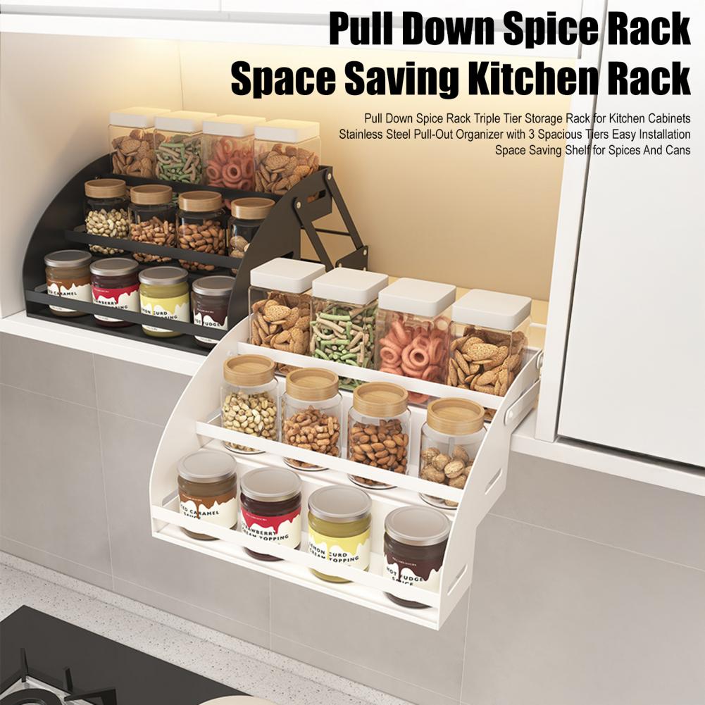 Food Storage Types - Triple Tier Spice Organizer 3-tier Pull