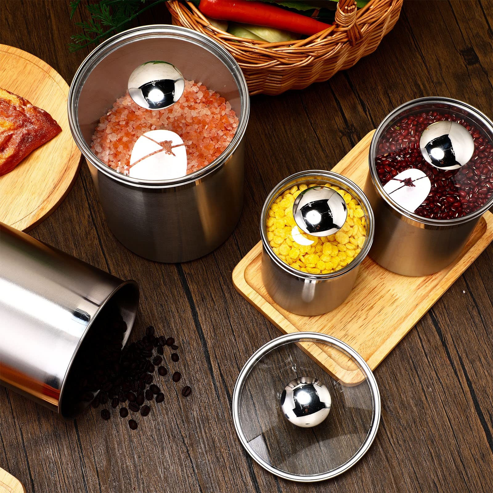 Food Storage Set Glass - Food Storage Containers Tea Coffee Sugar