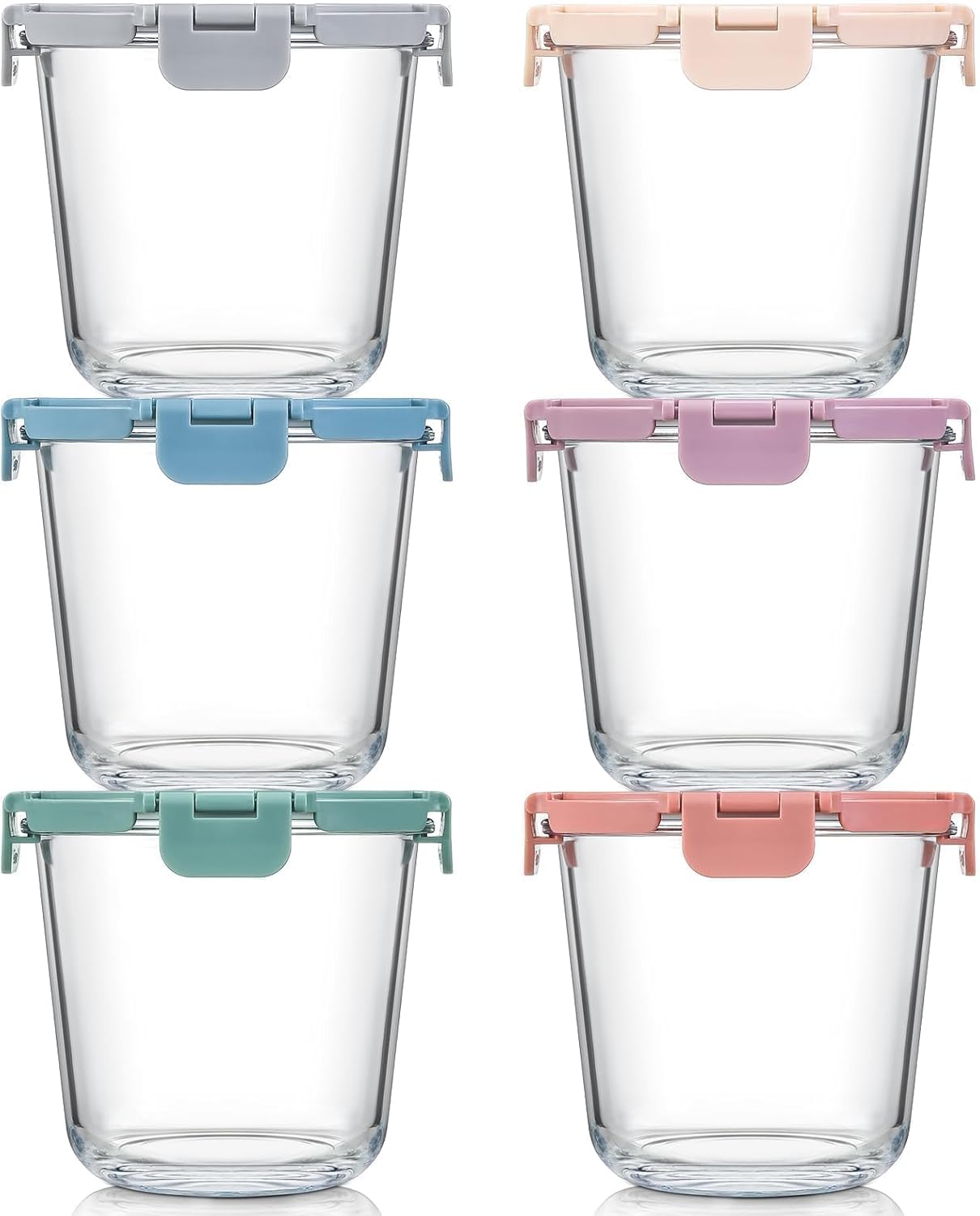 Food Storage Set Glass - [UPGRADED LID] 6 Sets 3 Cup/24oz