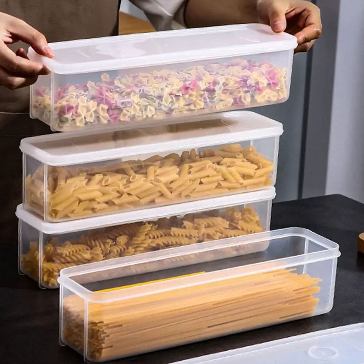 Food Storage Square Containers - 1 Plastic Transparent Storage Box, Refrigerator