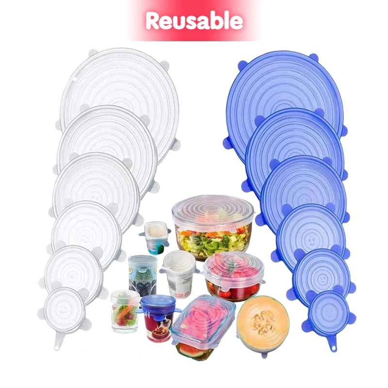 6PCS Stretch Silicone Covers R - Silicone Stretch Lid reseña y precio