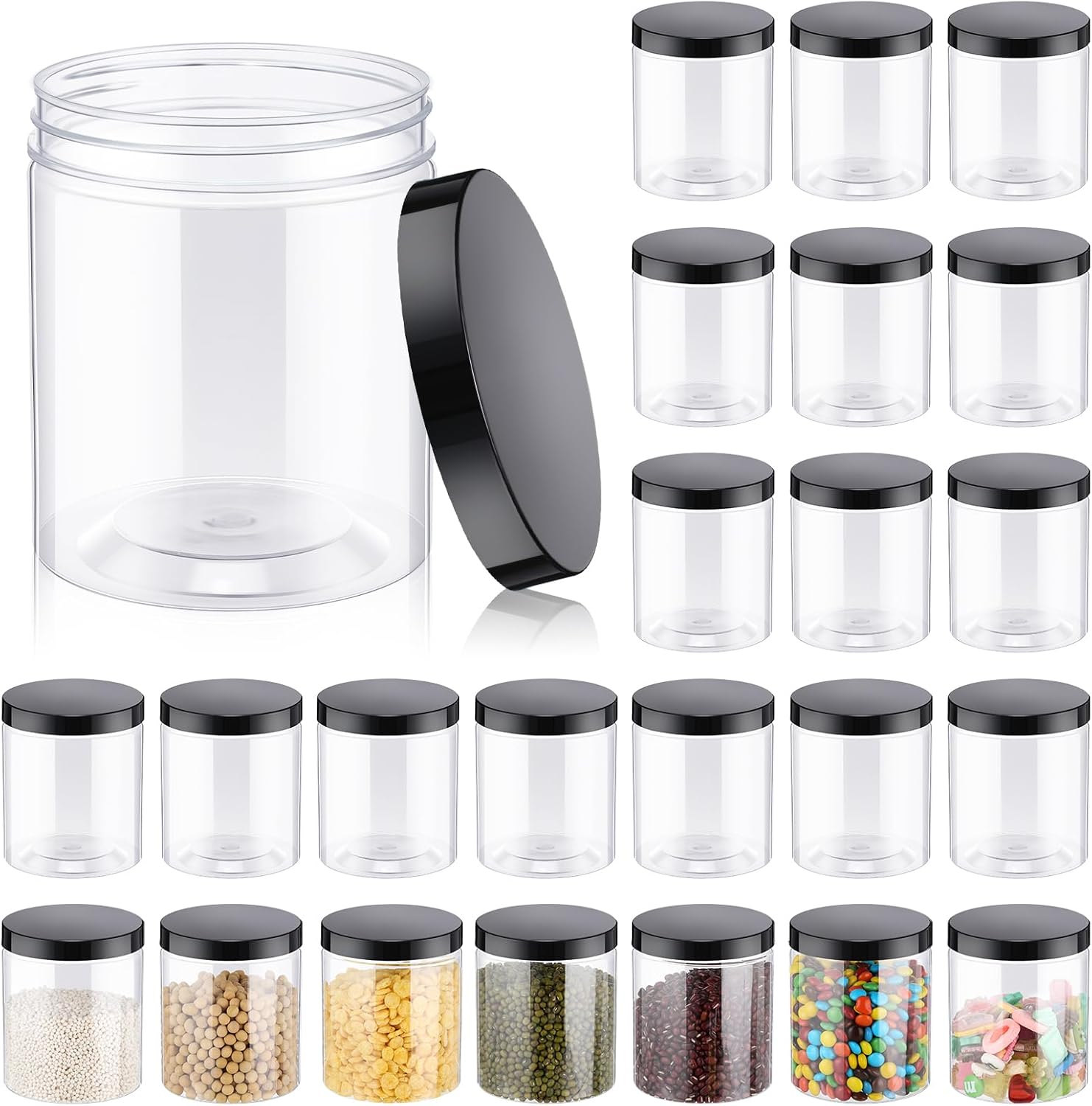24 Pcs 16oz Plastic Jars with  - Food Storage Glass Containers reseña y precio