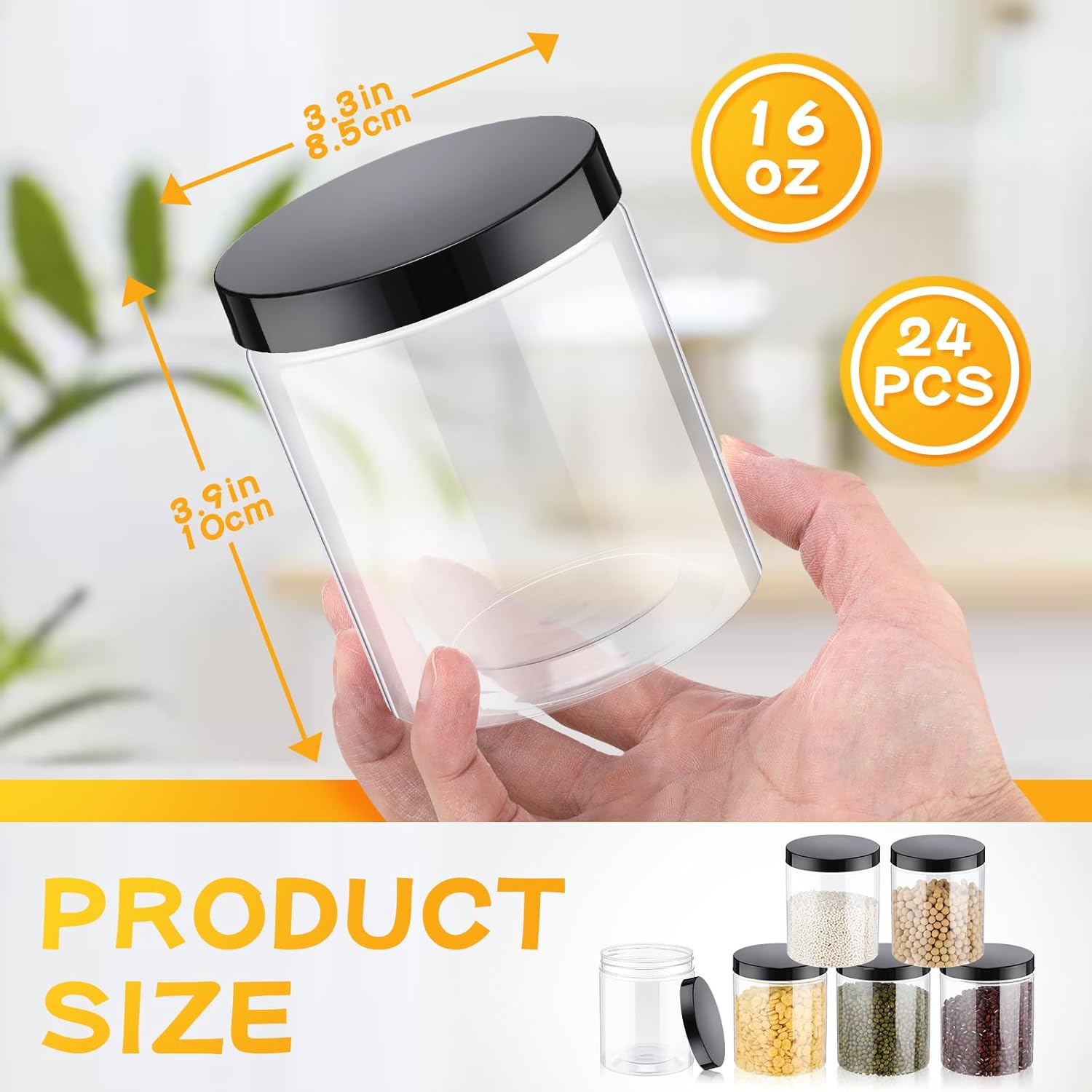 24 Pcs 16oz Plastic Jars with  - Food Storage Glass Containers reseña y precio