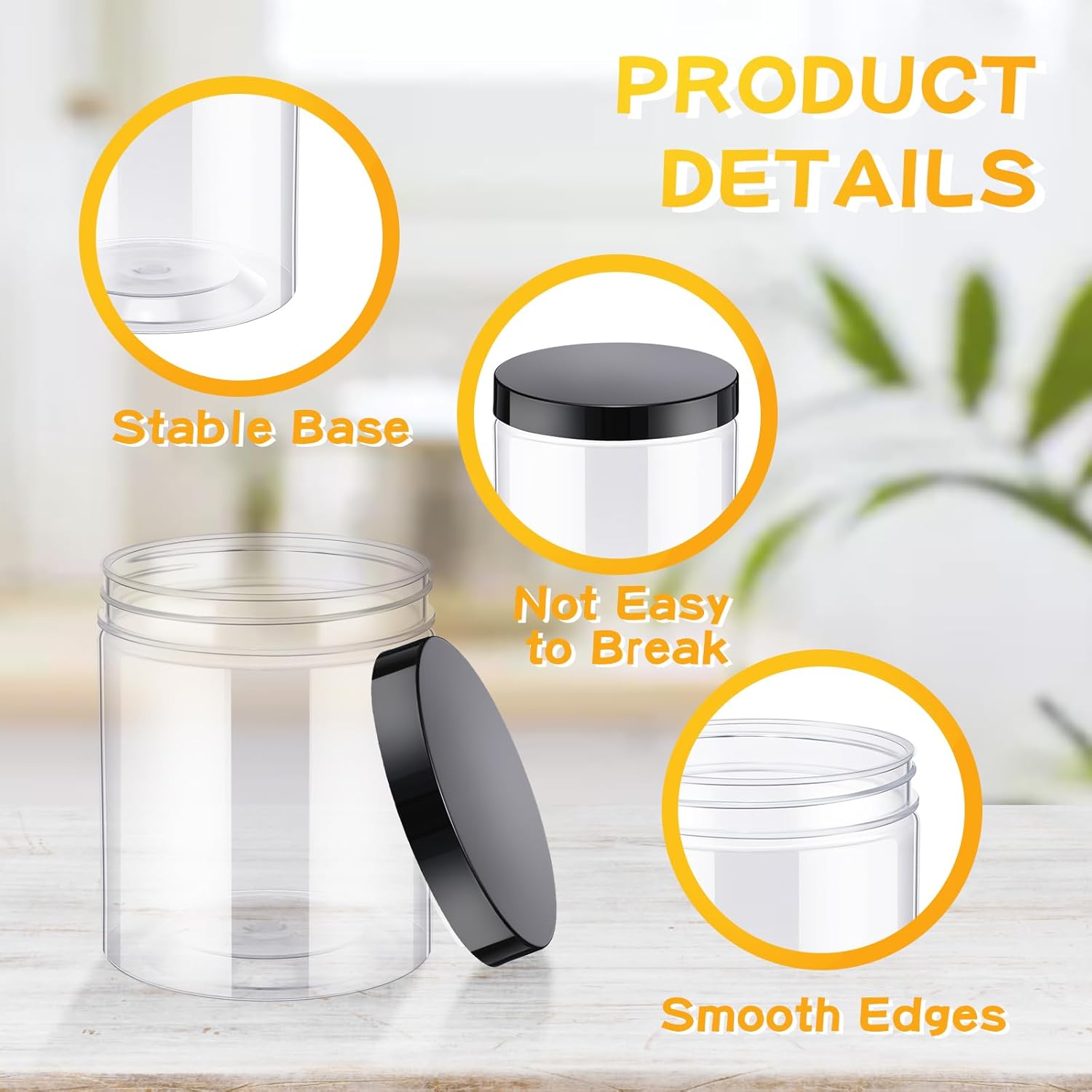 24 Pcs 16oz Plastic Jars with  - Food Storage Glass Containers reseña y precio