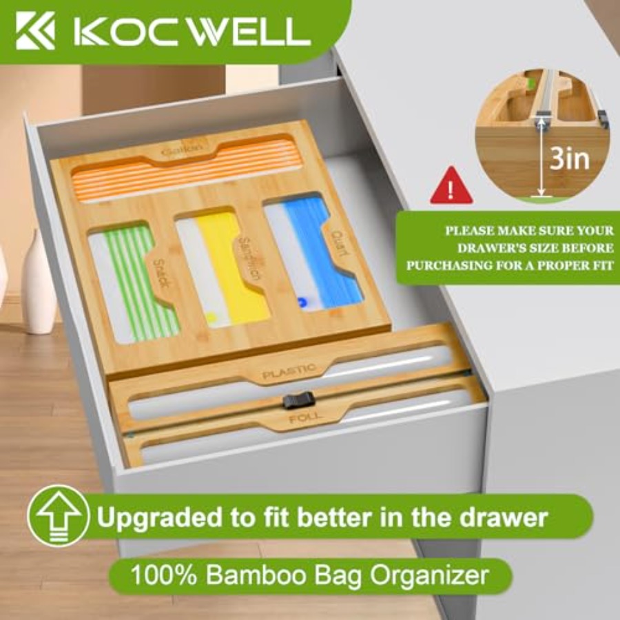 Bamboo Bag Storage Organizer - - Food Storage Dispenser reseña y precio