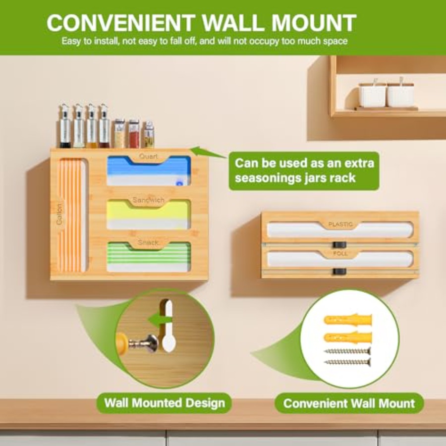 Bamboo Bag Storage Organizer - - Food Storage Dispenser reseña y precio