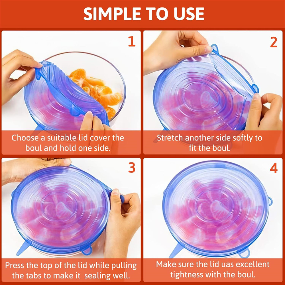 6Pcs Food Grade Silicone Prese - Silicone Stretch Lid reseña y precio