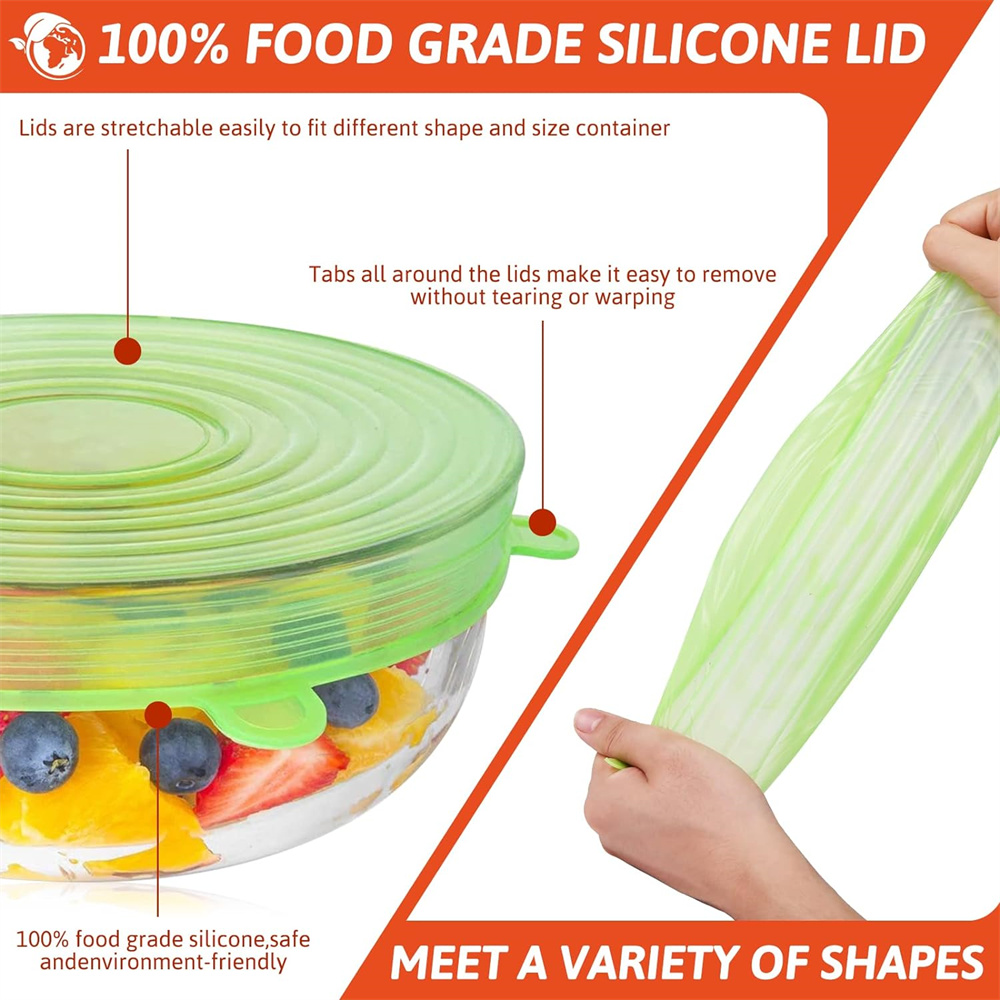 6Pcs Food Grade Silicone Prese - Silicone Stretch Lid reseña y precio