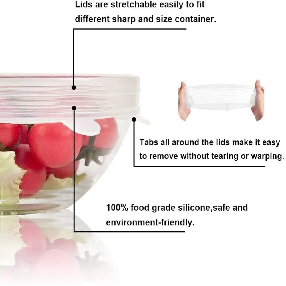 6PCS Useful Reusable Fresh-kee - Silicone Stretch Lid reseña y precio