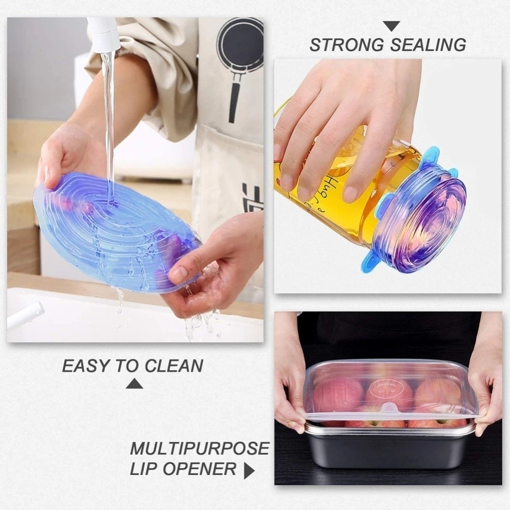 6PCS Useful Reusable Fresh-kee - Silicone Stretch Lid reseña y precio
