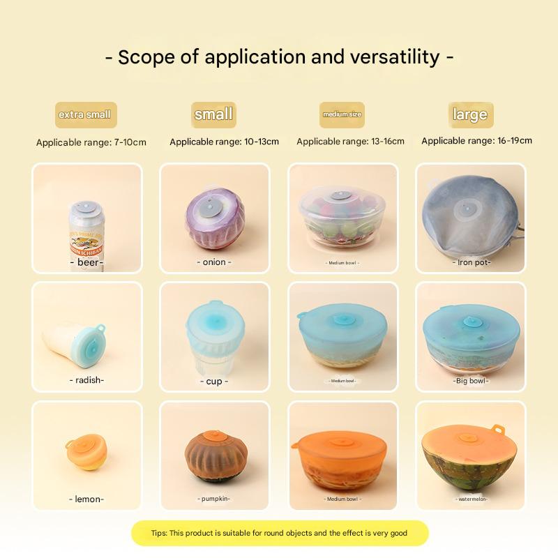 4Pcs/Set Silicone Fresh-keepin - Silicone Stretch Lid reseña y precio