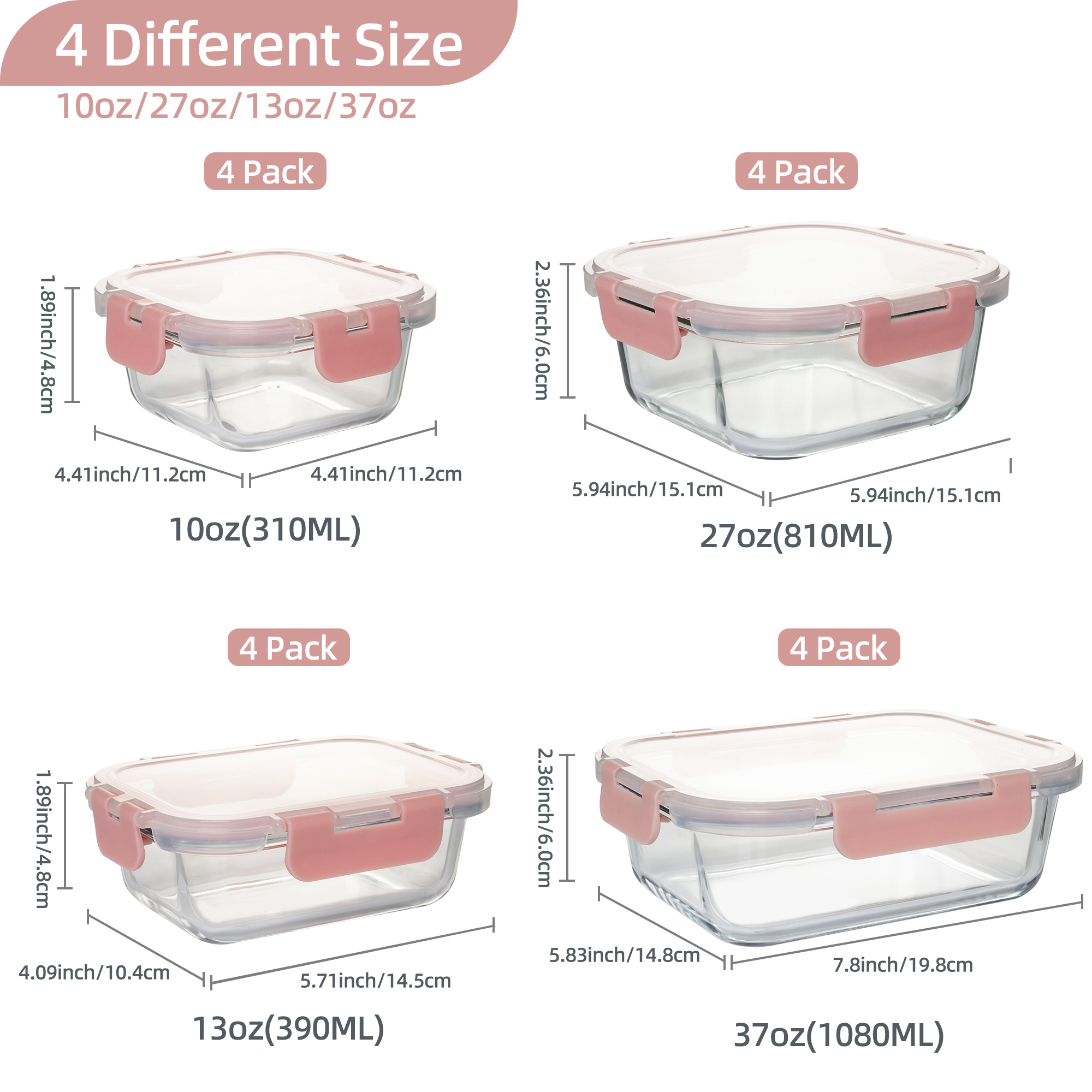 16-Piece Glass Food Storage Co - Food Storage Set Glass reseña y precio