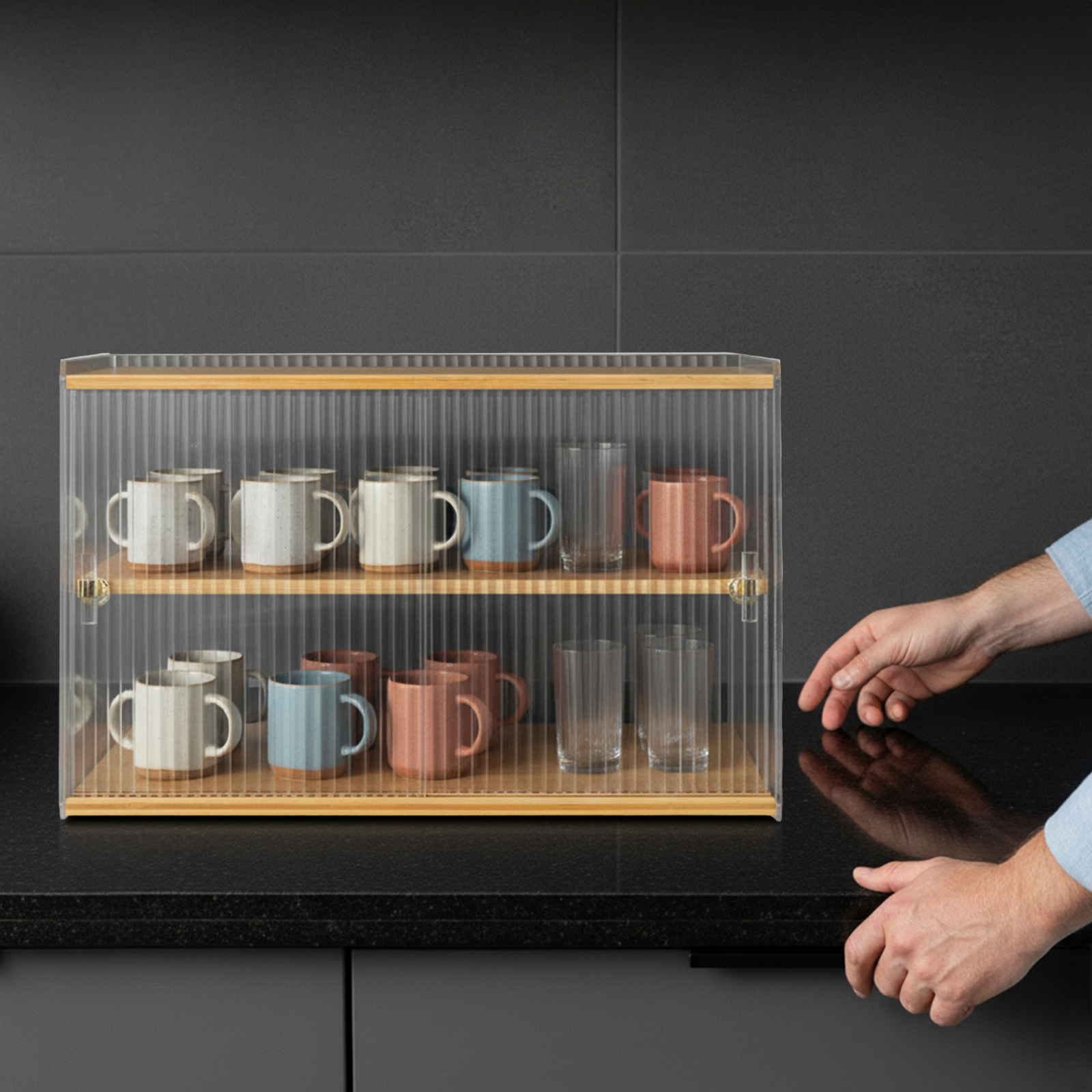 Cup Storage Rack, Bamboo Sideb - Food Storage Cabinet For Kitchen reseña y precio