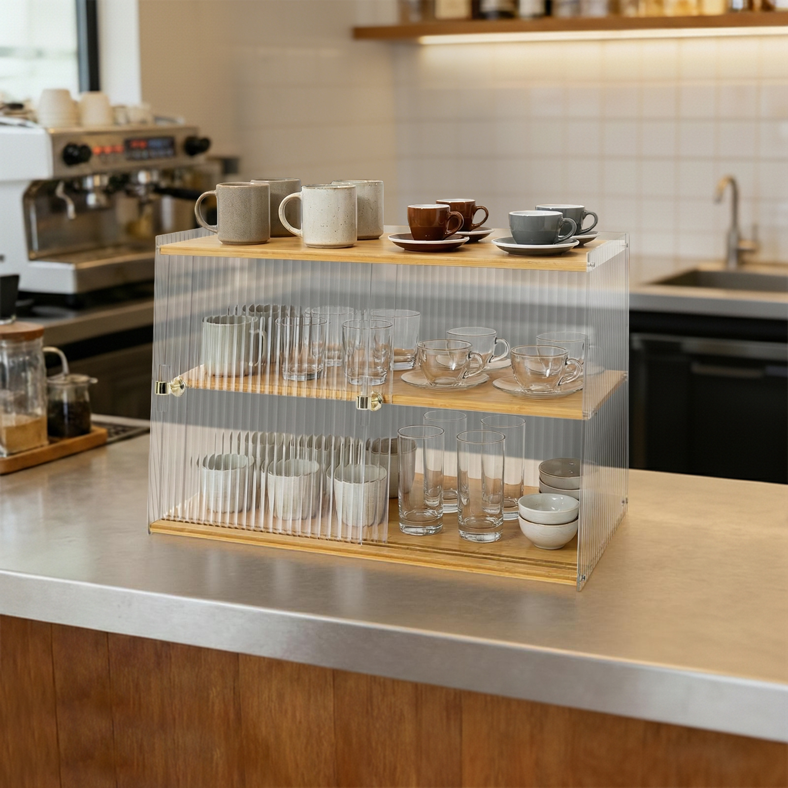Cup Storage Rack, Bamboo Sideb - Food Storage Cabinet For Kitchen reseña y precio