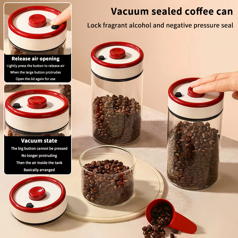 Coffee Beans Vacuum Sealed Tan - Food Storage Glass Containers reseña y precio