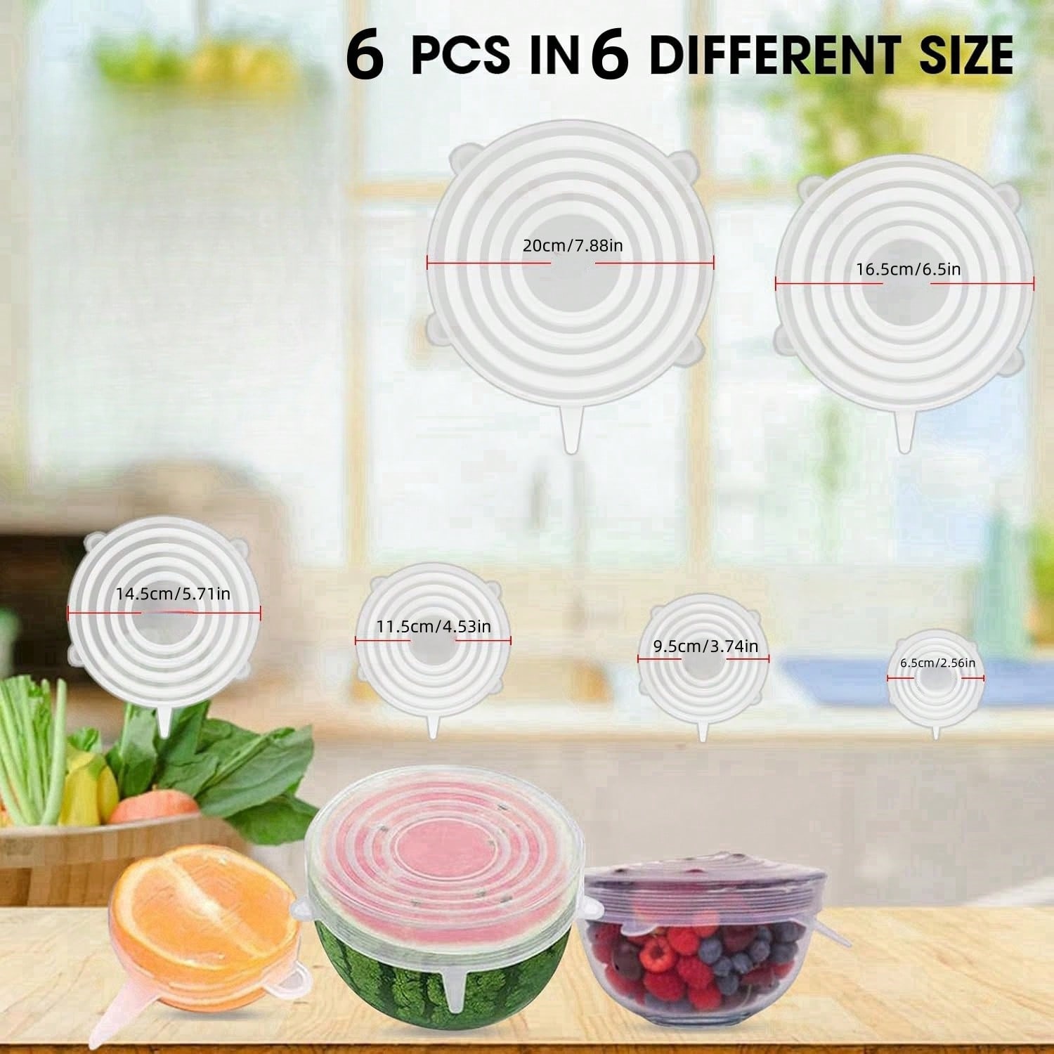 6pcs/Set Silicone Elastic Lids - Food Storage Safe reseña y precio
