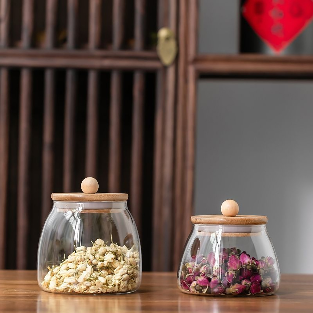 Wooden Lid Glass Sealed Jar Fo - Glass Food Storage Xl reseña y precio