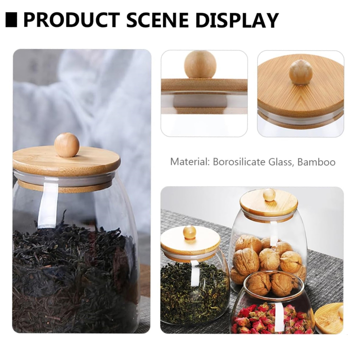 Wooden Lid Glass Sealed Jar Fo - Glass Food Storage Xl reseña y precio