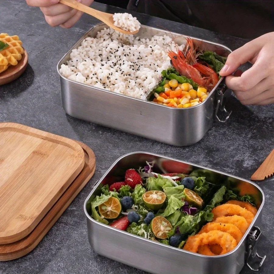 New 304 stainless steel bamboo - Food Storage Square Containers reseña y precio