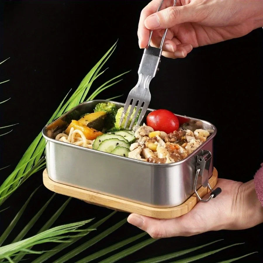 New 304 stainless steel bamboo - Food Storage Square Containers reseña y precio