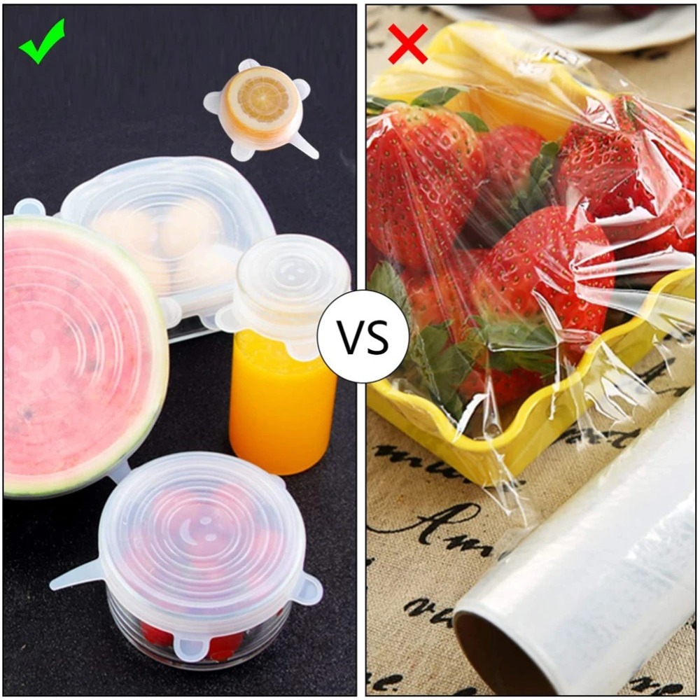 6PCS Food Reusable Fresh-keepi - Silicone Stretch Lid reseña y precio