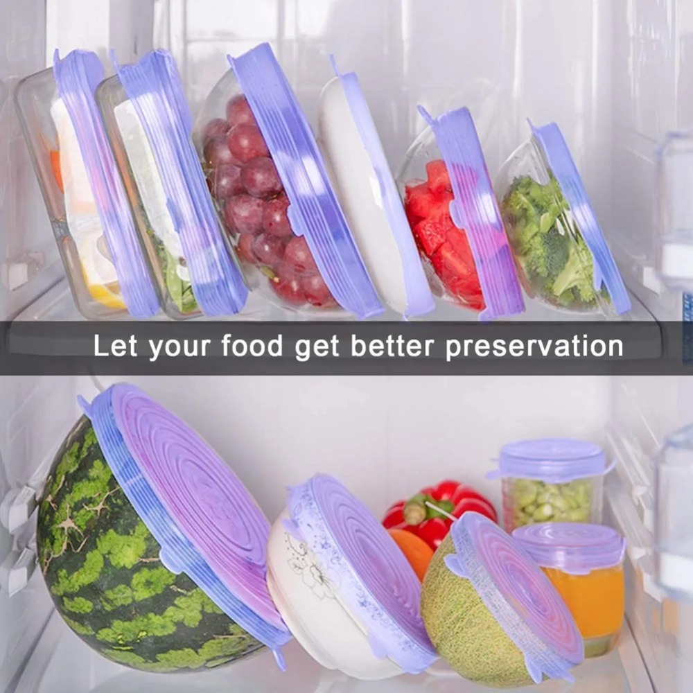 6PCS Food Reusable Fresh-keepi - Silicone Stretch Lid reseña y precio