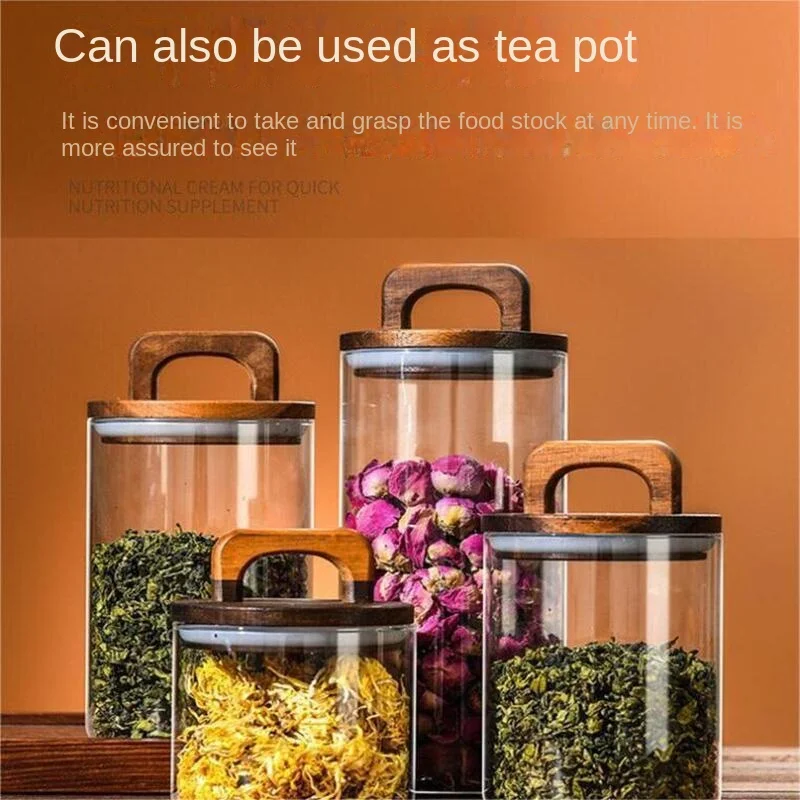 700-2100ml Wood Lid Glass Jar  - Glass Food Storage Xl reseña y precio