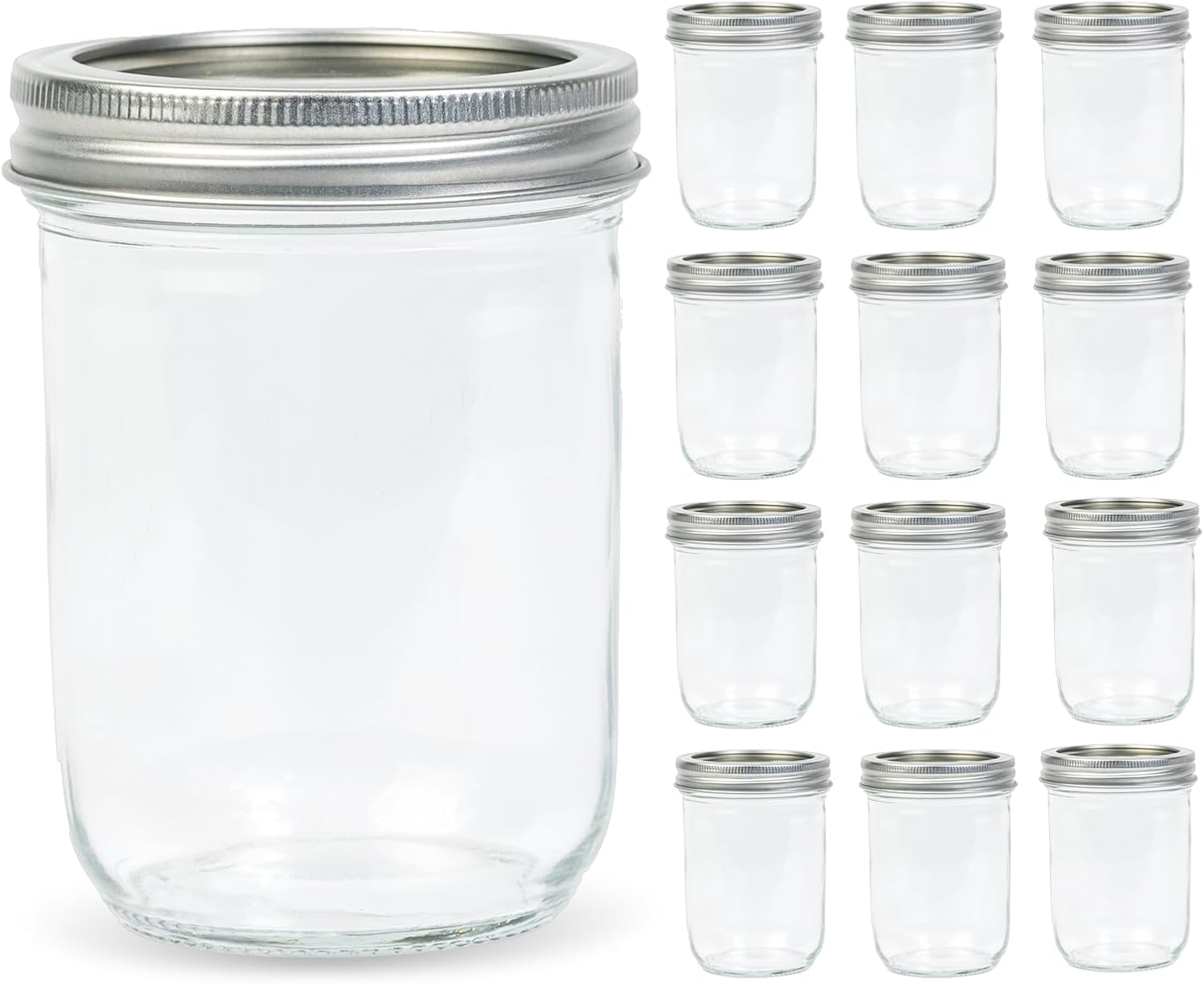 12 Pack 16 oz Wide Mouth Clear - Food Storage Lid reseña y precio