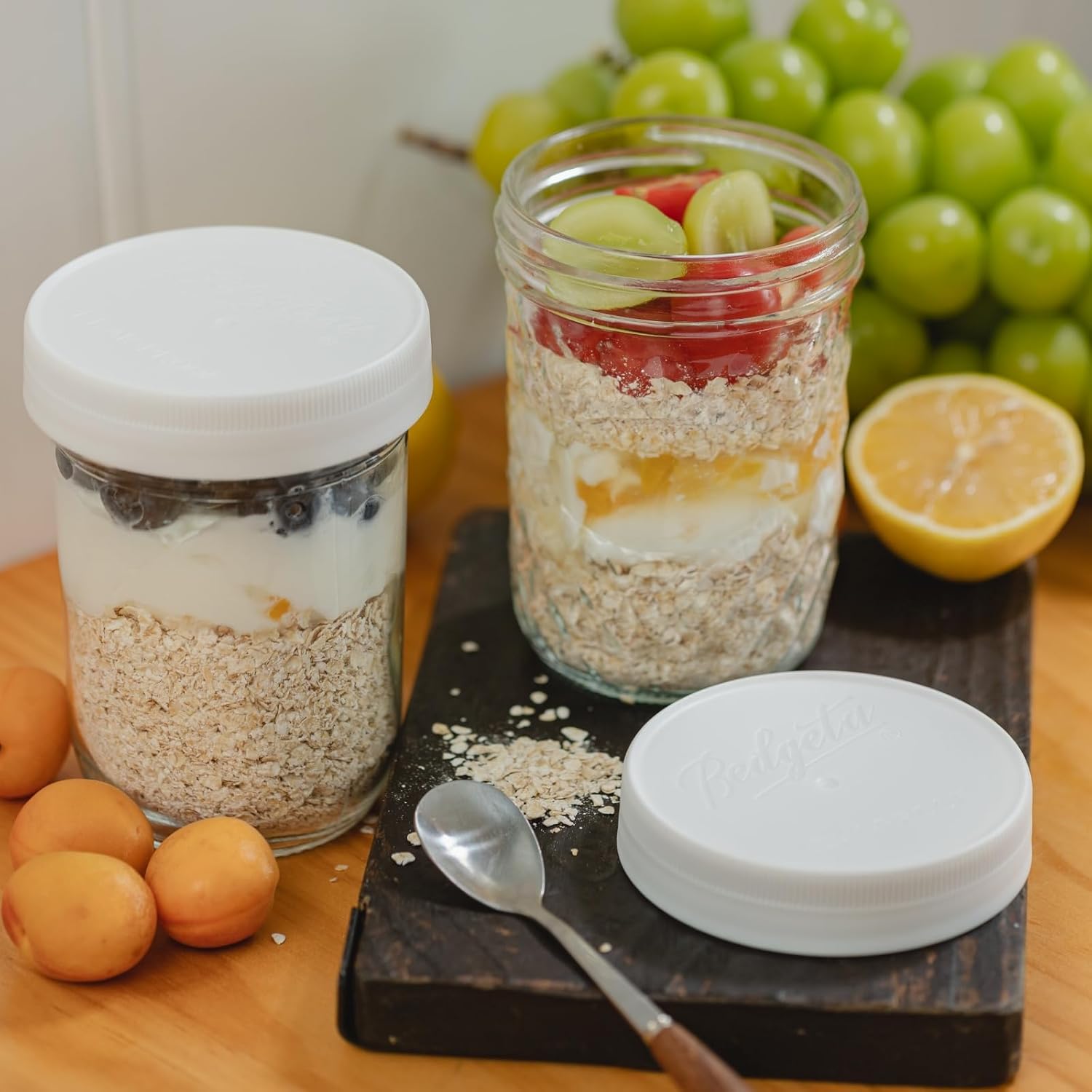 12 Pack 16 oz Wide Mouth Clear - Food Storage Lid reseña y precio