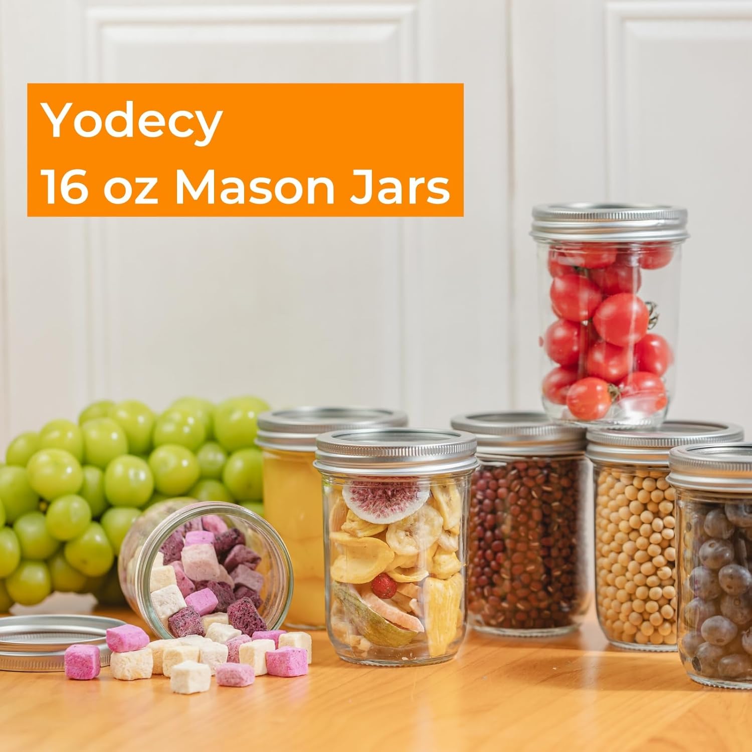 12 Pack 16 oz Wide Mouth Clear - Food Storage Lid reseña y precio