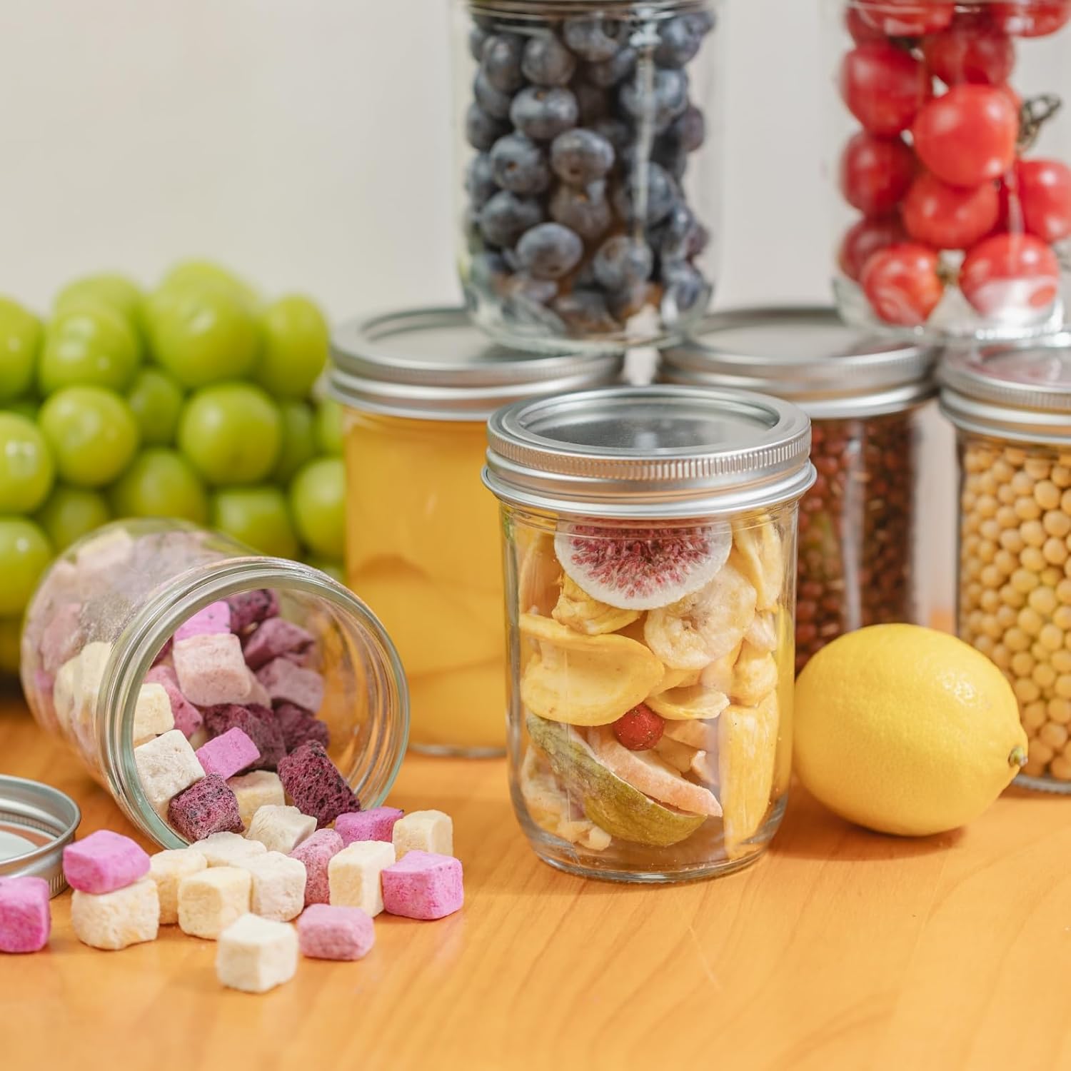 12 Pack 16 oz Wide Mouth Clear - Food Storage Lid reseña y precio