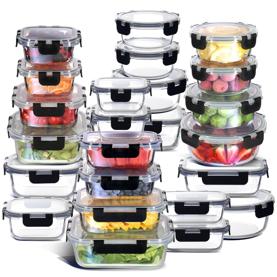 48pc Glass Storage Containers  - Food Storage Set Glass reseña y precio