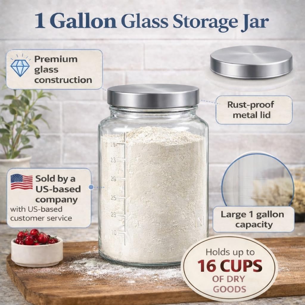 Extra Large    Jar - 1 Gallon  - Food Storage Glass Containers reseña y precio