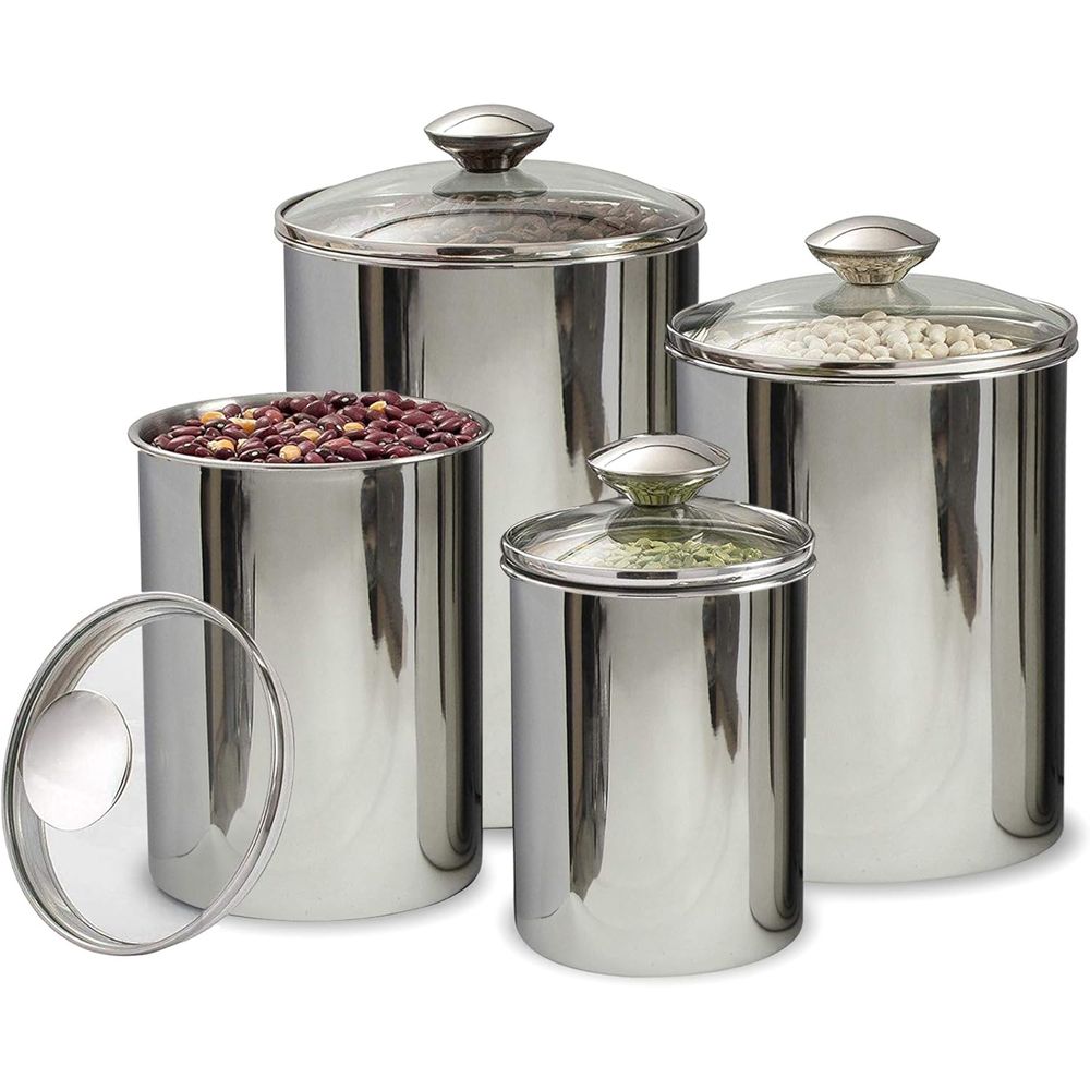 4-Piece Stainless Steel Food S - Food Storage Set Glass reseña y precio