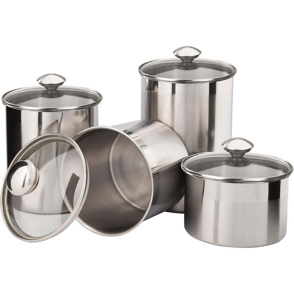 4-Piece Stainless Steel Food S - Food Storage Set Glass reseña y precio