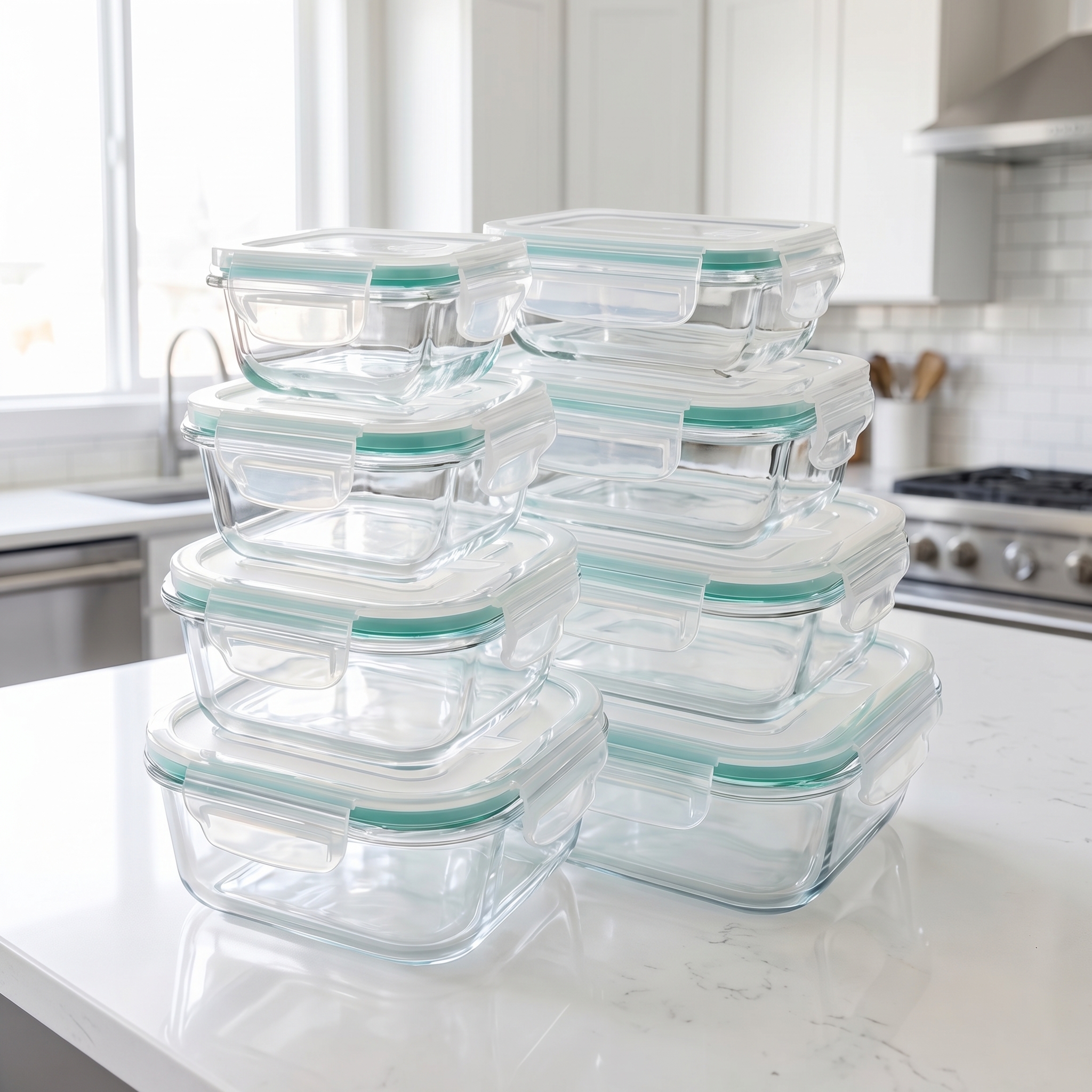 A set of 8 food storage contai - Food Storage Set Glass reseña y precio