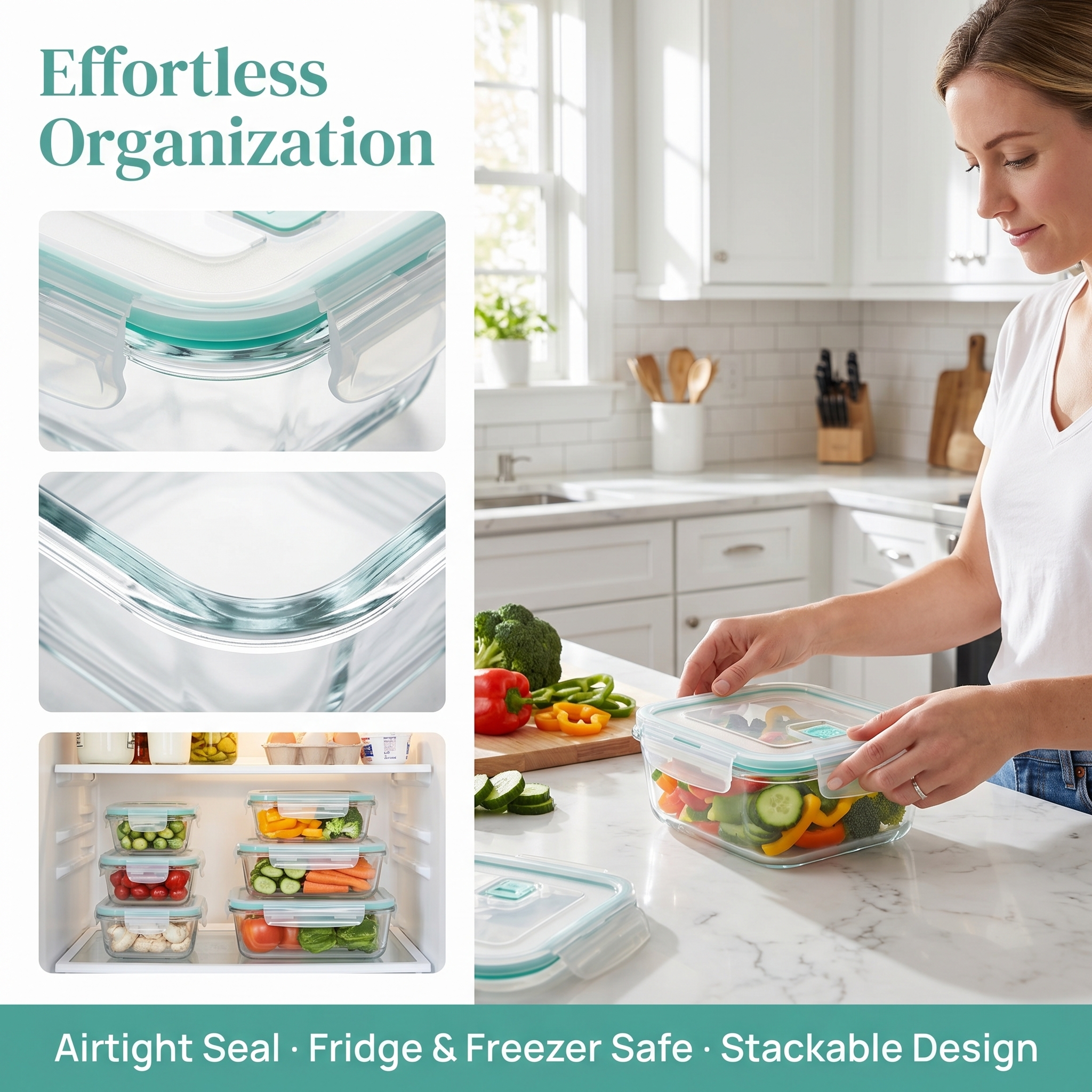 A set of 8 food storage contai - Food Storage Set Glass reseña y precio