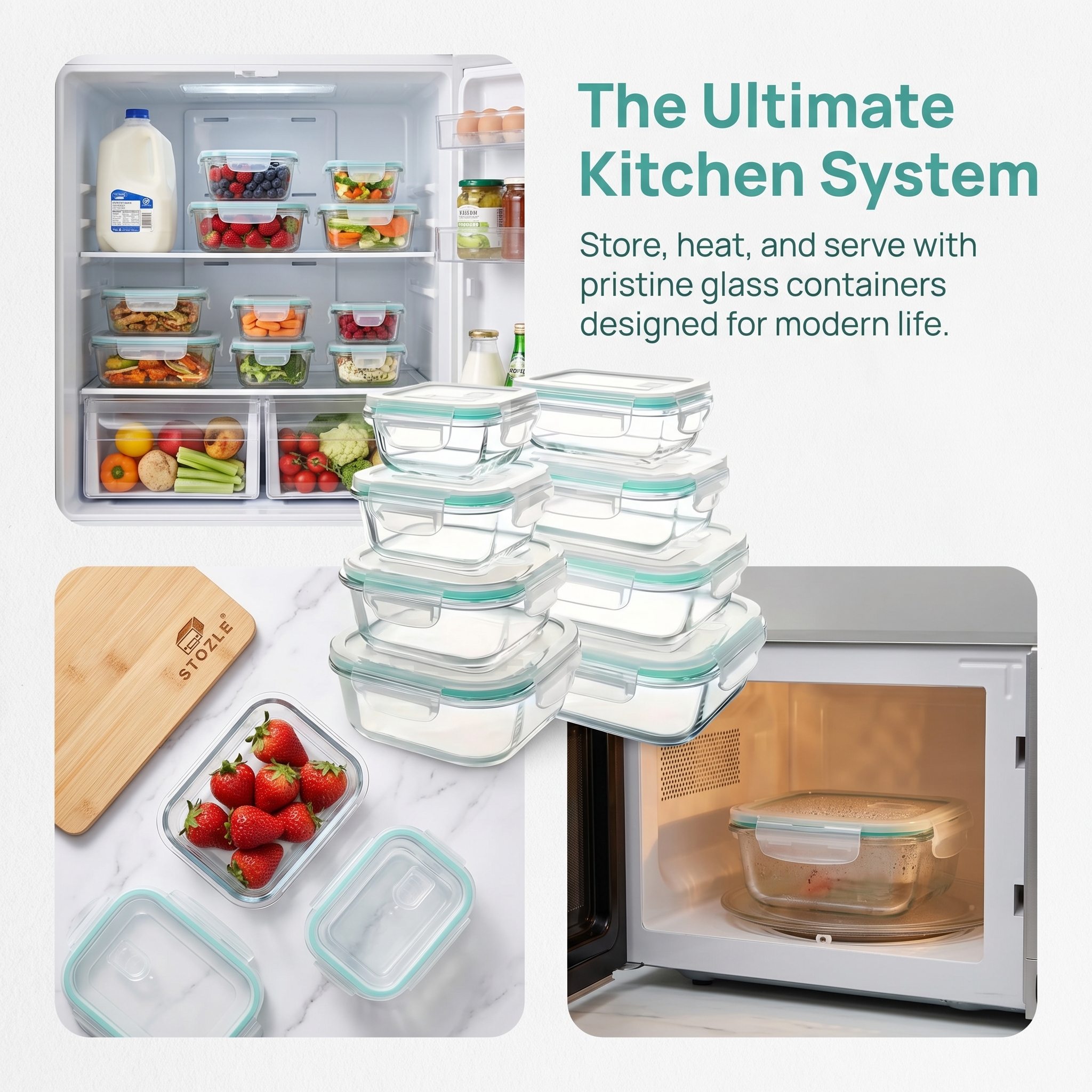 A set of 8 food storage contai - Food Storage Set Glass reseña y precio