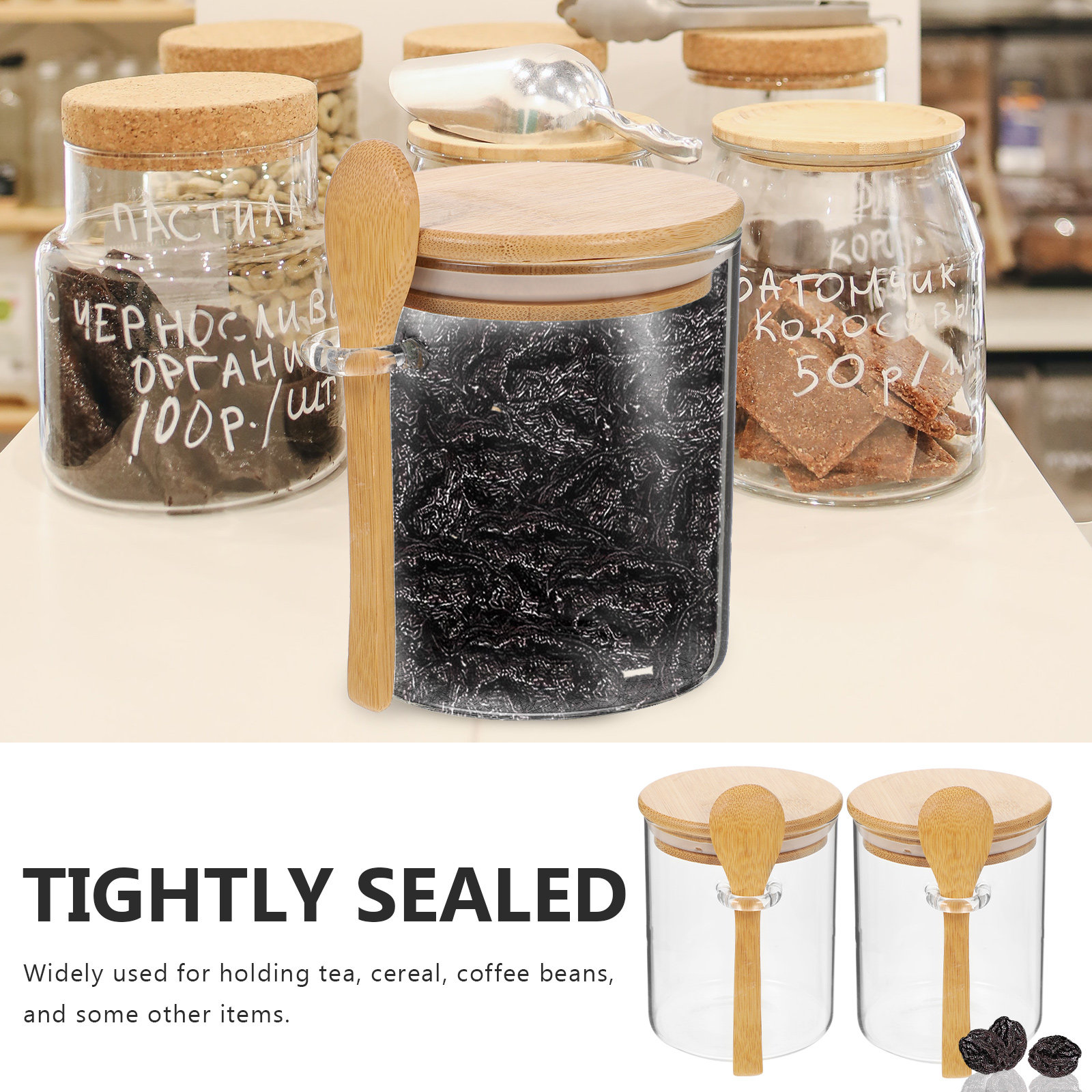 2 Pcs Flour Sugar Storage Cont - Food Storage Glass Containers reseña y precio