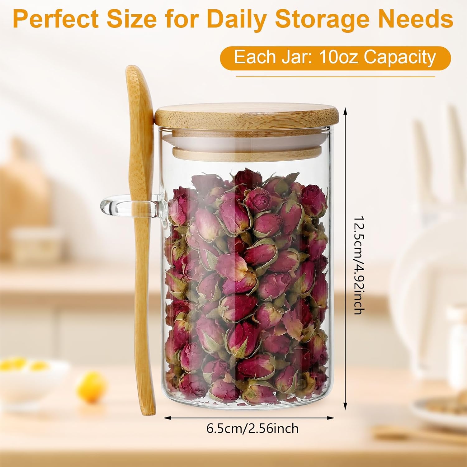 10 Pack Glass Jars with Bamboo - Food Storage Set Glass reseña y precio
