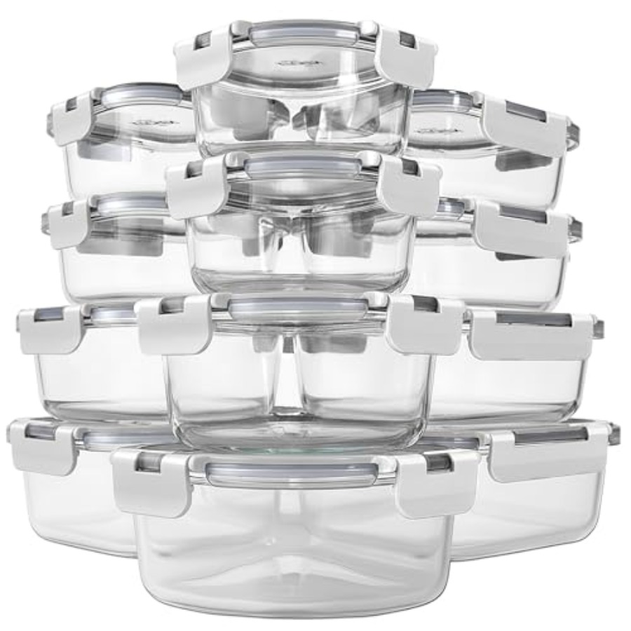 KITCHEN SHOPPE 24pc Borosilica - Food Storage Glass Containers reseña y precio