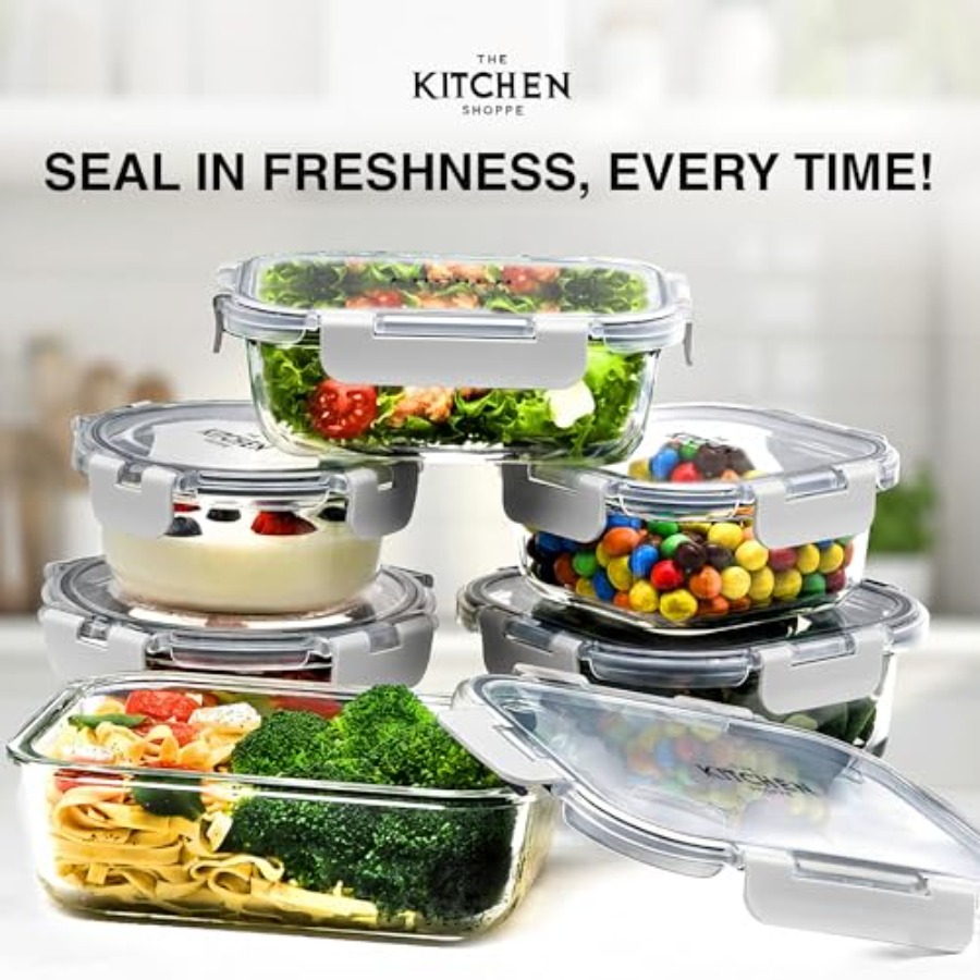 KITCHEN SHOPPE 24pc Borosilica - Food Storage Glass Containers reseña y precio