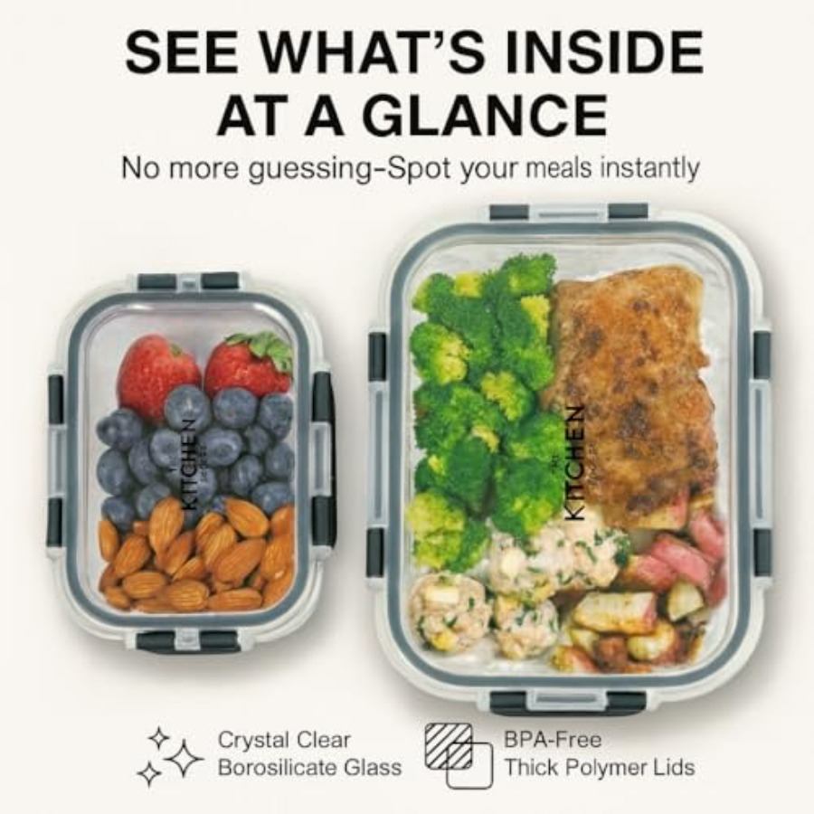 KITCHEN SHOPPE 24pc Borosilica - Food Storage Glass Containers reseña y precio