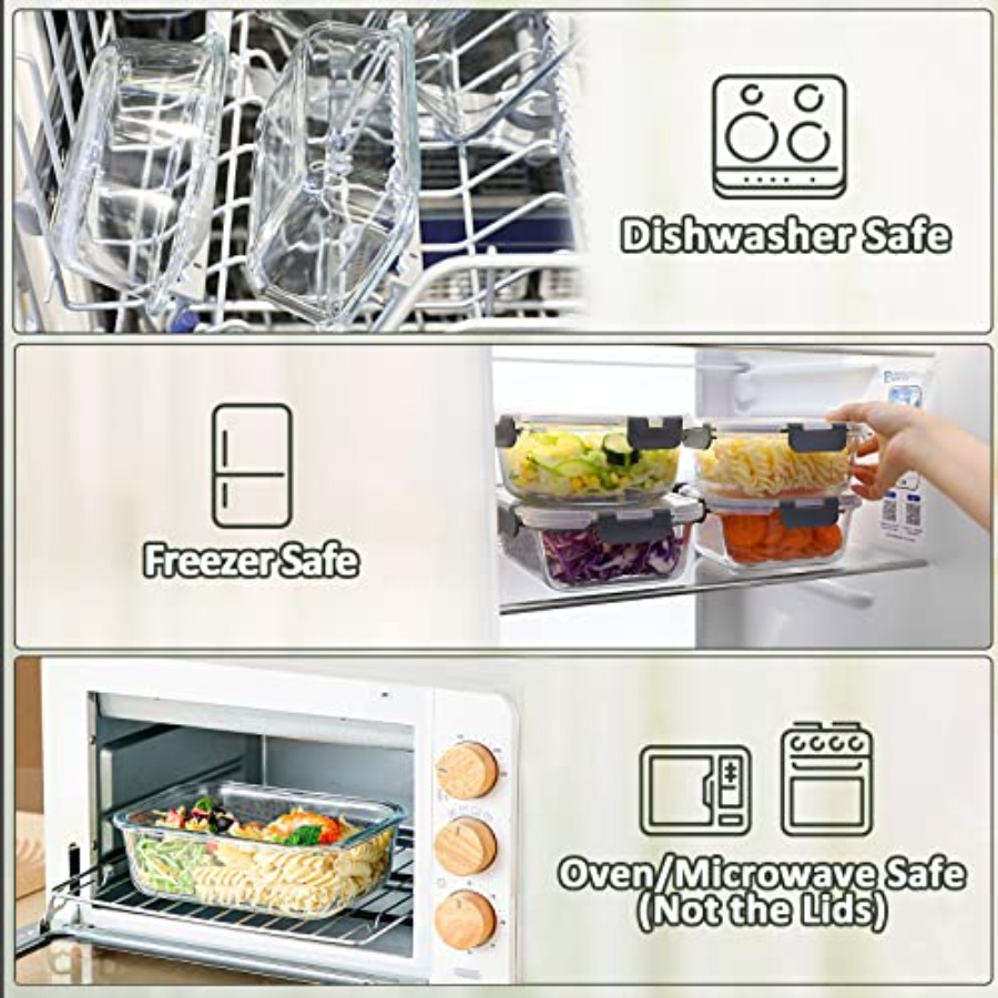 67.4oz 8.3 cup,33.8oz(4.2 cup) - Glass Food Storage Xl reseña y precio